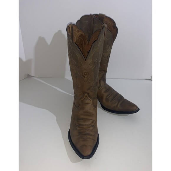 Ariat Boots Womens Size 9 Brown Leather Western Cowboy Pointed Toe Style 15779 - Picture 1 of 10